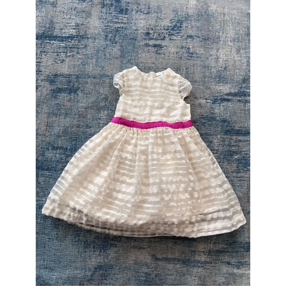 Osh Kosh B'gosh Off White Pink Stripe Zip Back Dress 2T
